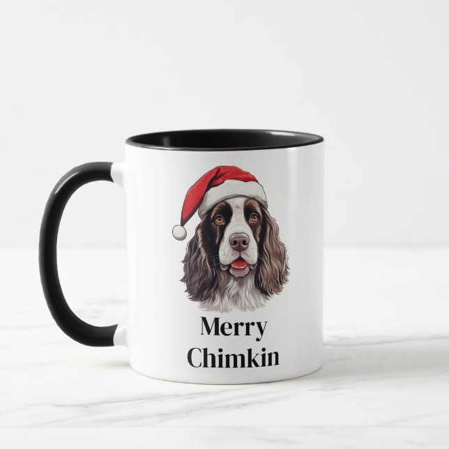 English Springer Spaniel Dog Santa Hat Christmas Mug (Left)