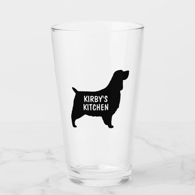 English Springer Spaniel Dog Silhouette Custom Glass (Front)