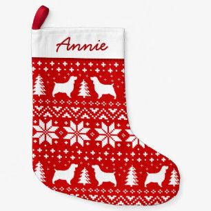 English Springer Spaniel Dog Silhouettes Pattern Small Christmas Stocking