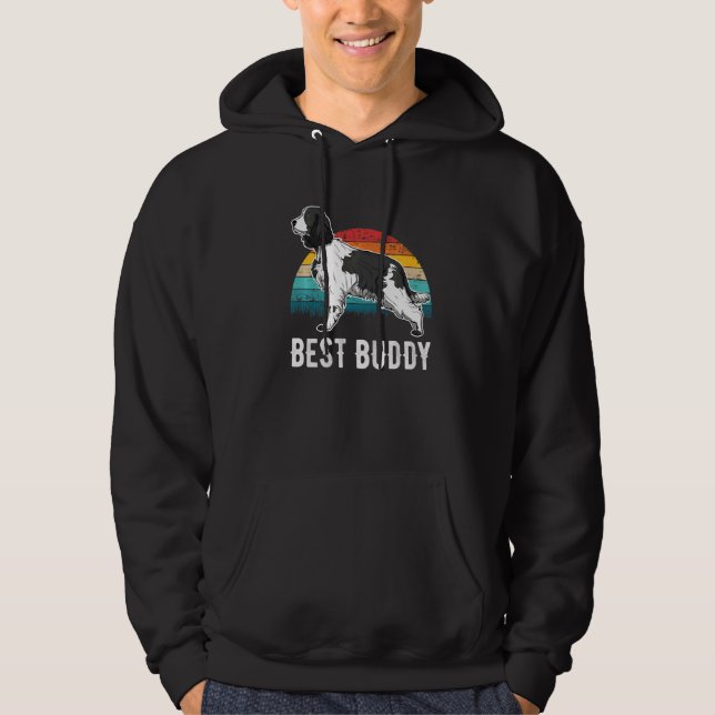 English Springer Spaniel Dog Sunset Hoodie (Front)