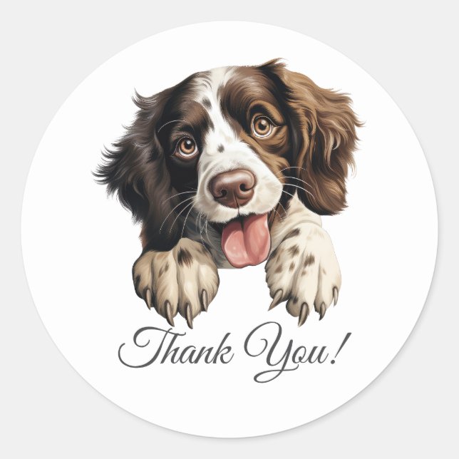 English Springer Spaniel Dog Thank You Classic Round Sticker (Front)