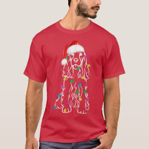 English Springer Spaniel Dog Tree Christmas Lights T-Shirt