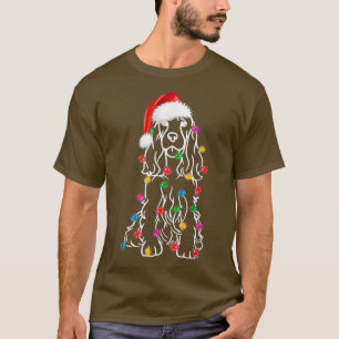 English Springer Spaniel Dog Tree Christmas Lights T-Shirt