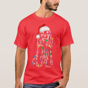 English Springer Spaniel Dog Tree Christmas Lights T-Shirt