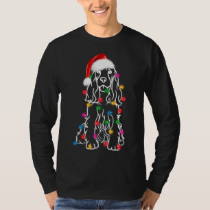 English Springer Spaniel Dog Tree Christmas Lights T-Shirt