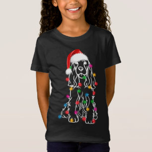 English Springer Spaniel Dog Tree Christmas Lights T-Shirt