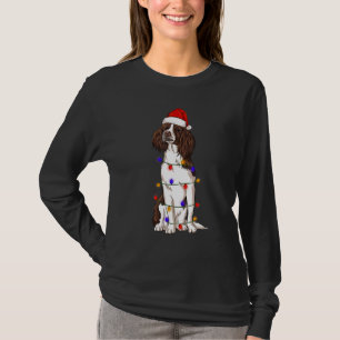 English Springer Spaniel Dog Wearing Christmas Hat T-Shirt