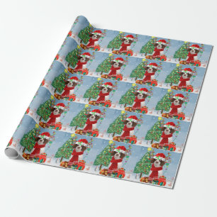 English Springer Spaniel dog with Christmas gifts  Wrapping Paper
