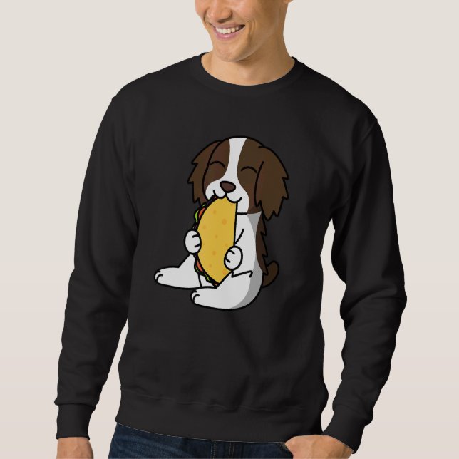 English Springer Spaniel Eating A Taco Dog Sweatshirt (Front)