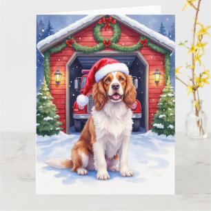 English Springer Spaniel Fire Station Santa Card