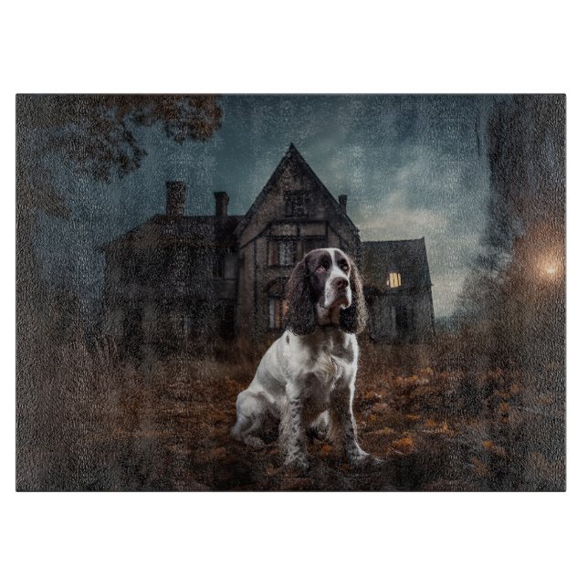 English Springer Spaniel Halloween Scary Cutting Board (Front)