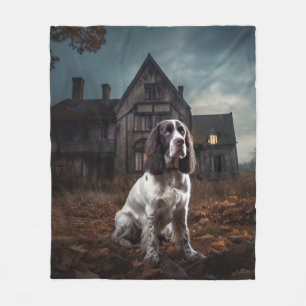 English Springer Spaniel Halloween Scary Fleece Blanket