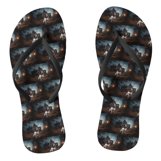 English Springer Spaniel Halloween Scary Jandals (Footbed)