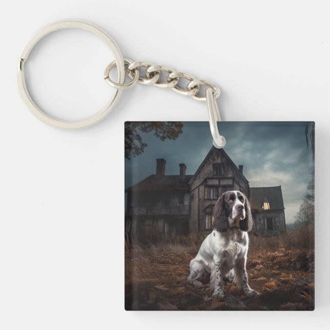 English Springer Spaniel Halloween Scary Key Ring (Front)