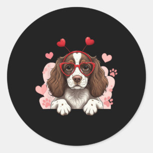 English Springer Spaniel Headbynd Valentine Womens Classic Round Sticker
