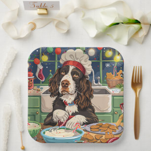 English Springer Spaniel Holiday Baking: Festive  Paper Plate