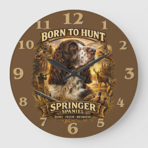 English Springer Spaniel Hunting Dog Large Clock
