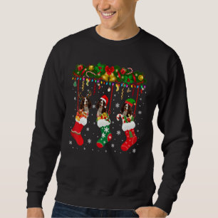 English Springer Spaniel In Sock Xmas Reindeer San Sweatshirt
