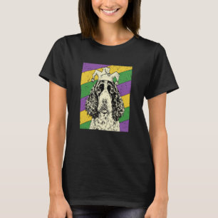 English Springer Spaniel Jester Mardi Gras Dog Mom T-Shirt