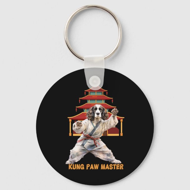 English Springer Spaniel Karate Martial Arts Dog L Key Ring (Front)