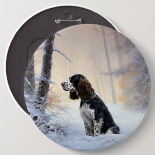English Springer Spaniel Let It Snow Christmas 6 Cm Round Badge