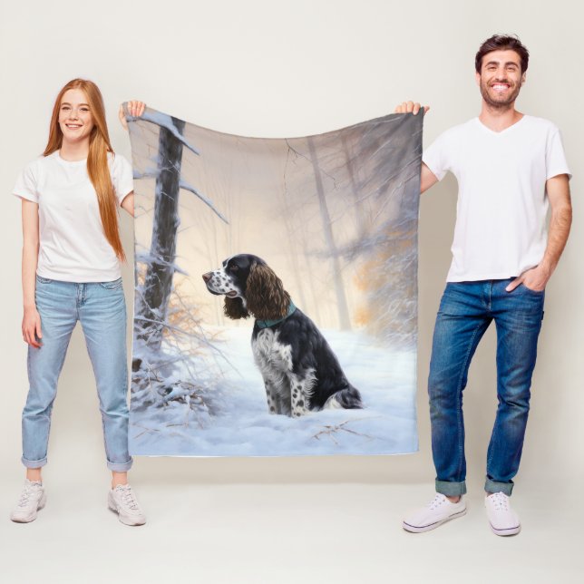 English Springer Spaniel Let It Snow Christmas Fleece Blanket (In Situ)