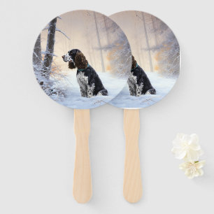 English Springer Spaniel Let It Snow Christmas Hand Fan