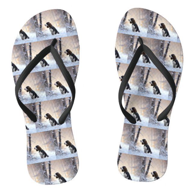 English Springer Spaniel Let It Snow Christmas Jandals (Footbed)