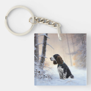 English Springer Spaniel Let It Snow Christmas Key Ring
