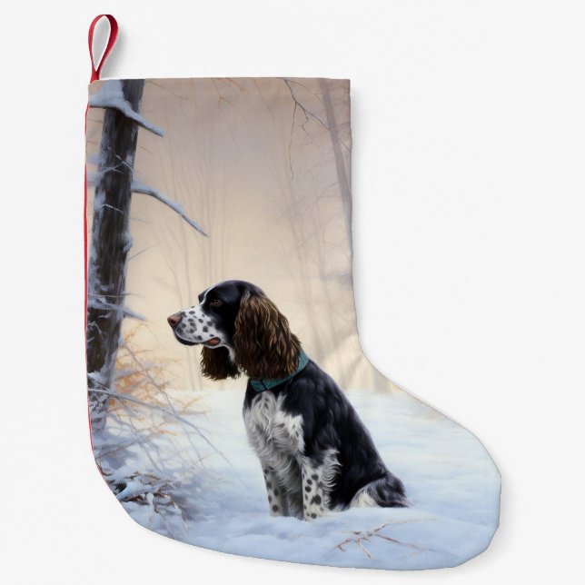 English Springer Spaniel Let It Snow Christmas Small Christmas Stocking (Front)