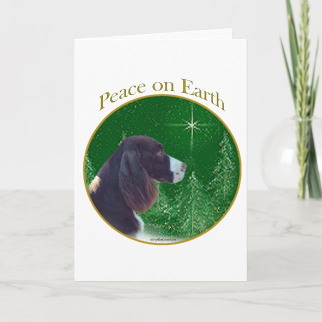 English Springer Spaniel (liver) Peace Holiday Card (Front)