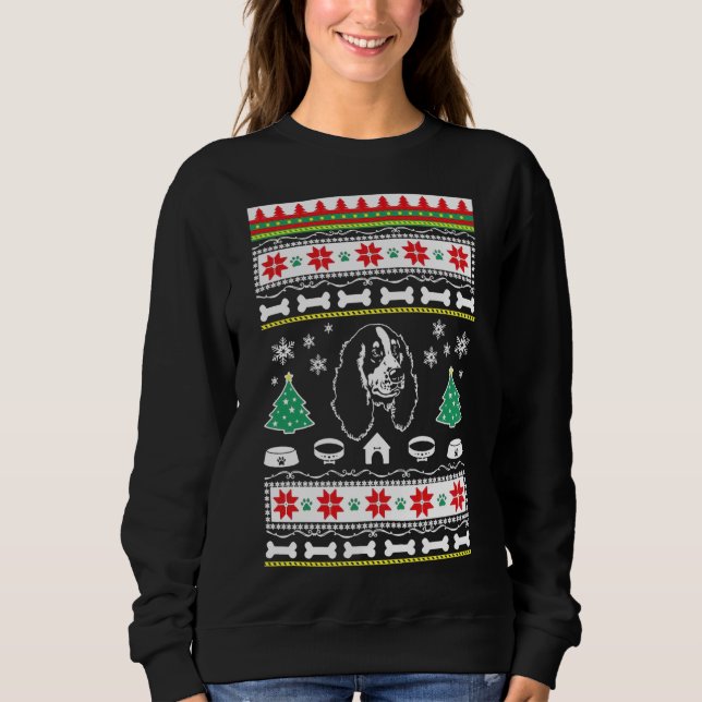 English Springer Spaniel Lovers Ugly Xmas Sweater  (Front)