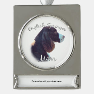 English Springer Spaniel Mom 2 Silver Plated Banner Ornament