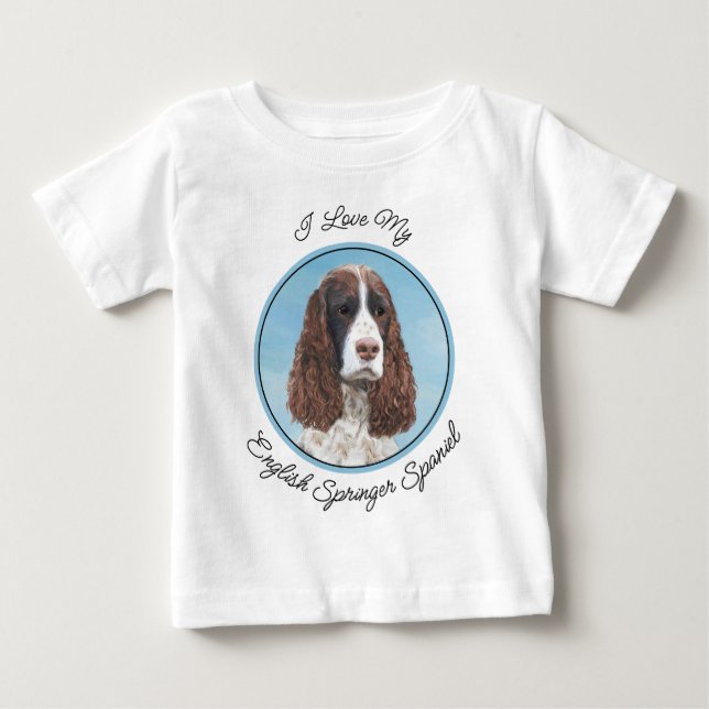 English Springer Spaniel Painting Original Dog Art Baby T-Shirt (Front)