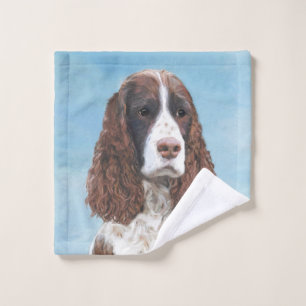 English Springer Spaniel Painting Original Dog Art Bath Towel Set