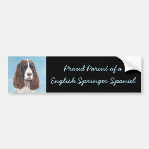 English Springer Spaniel Painting Original Dog Art Bumper Sticker