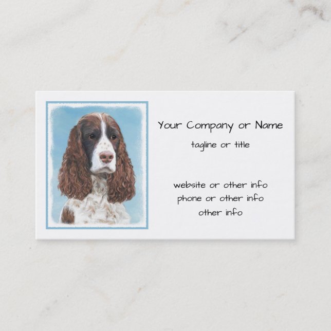 English Springer Spaniel Painting Original Dog Art Business Card (Front)