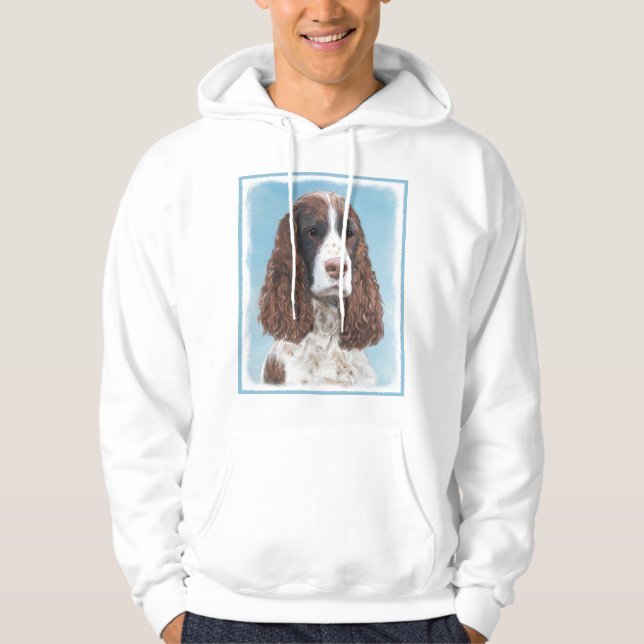 English Springer Spaniel Painting Original Dog Art Hoodie (Front)