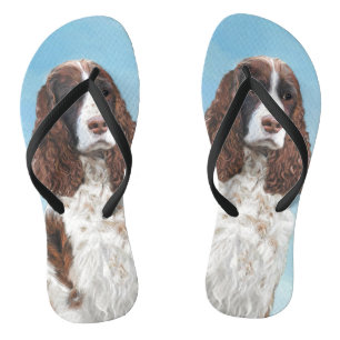 English Springer Spaniel Painting Original Dog Art Jandals