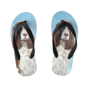English Springer Spaniel Painting Original Dog Art Kid's Jandals