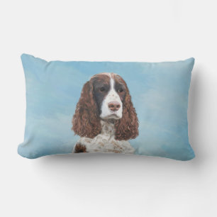 English Springer Spaniel Painting Original Dog Art Lumbar Cushion