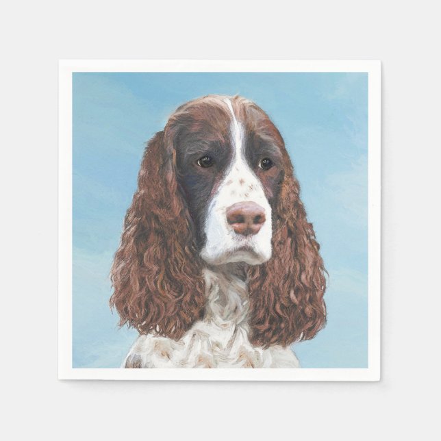 English Springer Spaniel Painting Original Dog Art Napkin (Front)