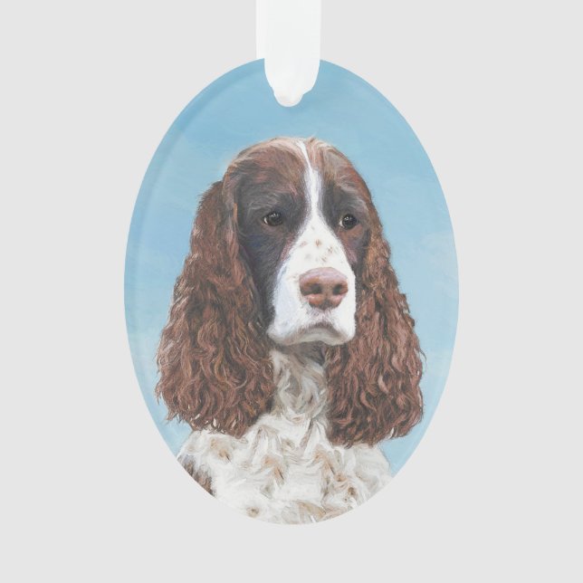 English Springer Spaniel Painting Original Dog Art Ornament (Front)