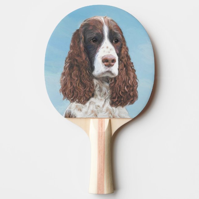 English Springer Spaniel Painting Original Dog Art Ping Pong Paddle (Front)