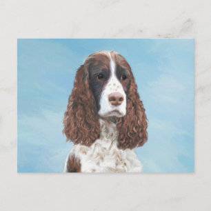 English Springer Spaniel Painting Original Dog Art Postcard