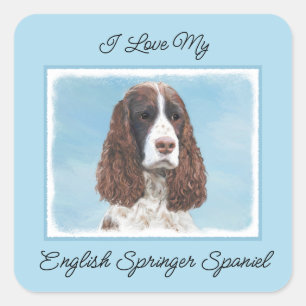 English Springer Spaniel Painting Original Dog Art Square Sticker