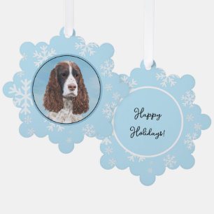 English Springer Spaniel Painting Original Dog Art Tree Decoration Card