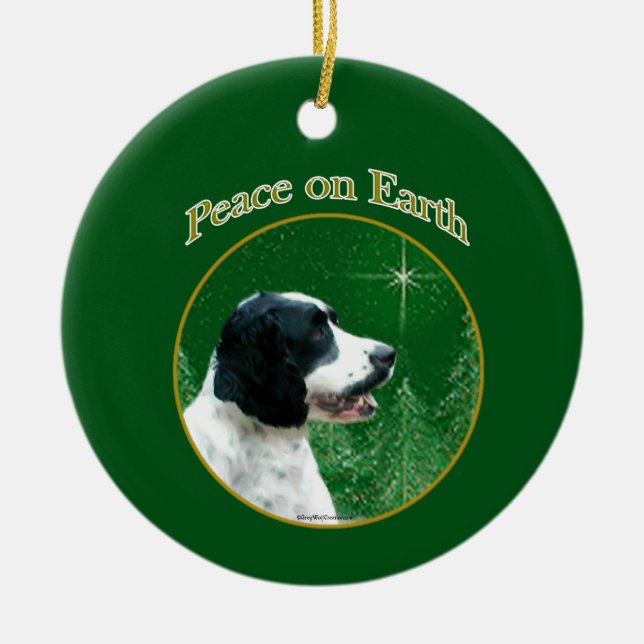 English Springer Spaniel Peace Ceramic Tree Decoration (Front)