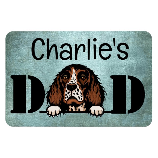 English Springer Spaniel Peeking Personalised Dad Magnet (Horizontal)