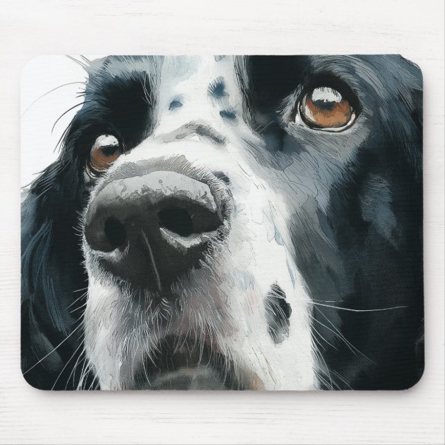 English springer spaniel portrait with ticking mouse pad (Front)